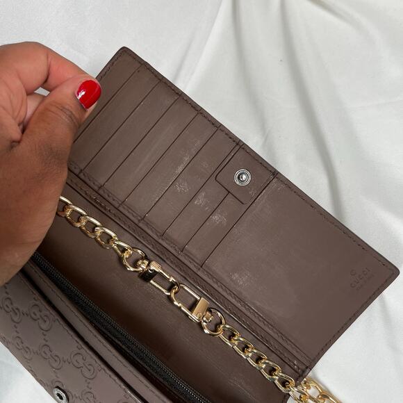 GUCCI Y2K Brown Continental Wallet Imprint Pattern - Picture 8 of 15